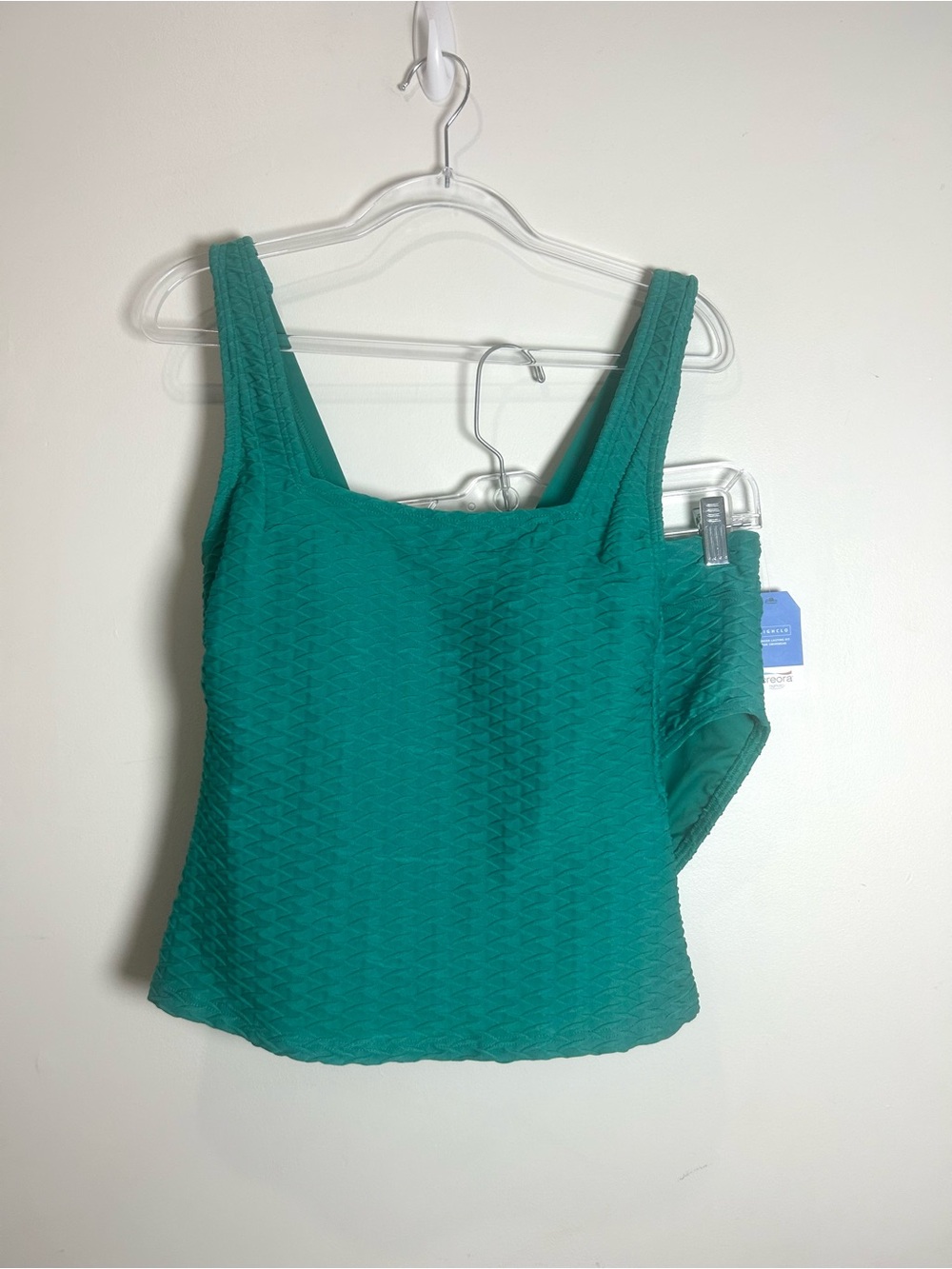 NEW Land's End 2 piece swimsuit Women Sz 6 Tankini Teal Textured Built In Bra - Picture 2 of 15